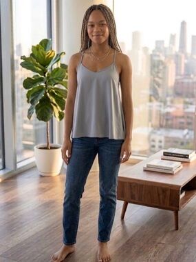 Paper Crane Dove Gray V-Neck Tank